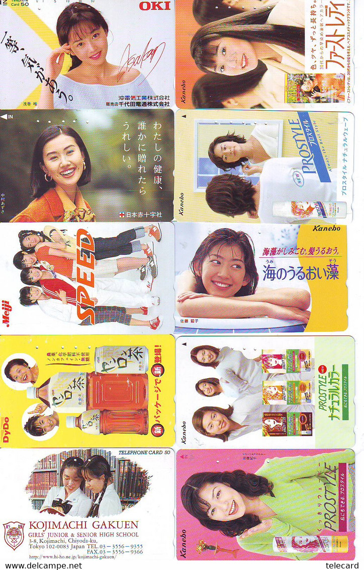 LOT 10 Telecartes Differentes Japon * FEMME Femmes (A-473) SEXY GIRL Girls Phonecards Japan * TELEFONKARTEN FRAUEN FRAU - Mode