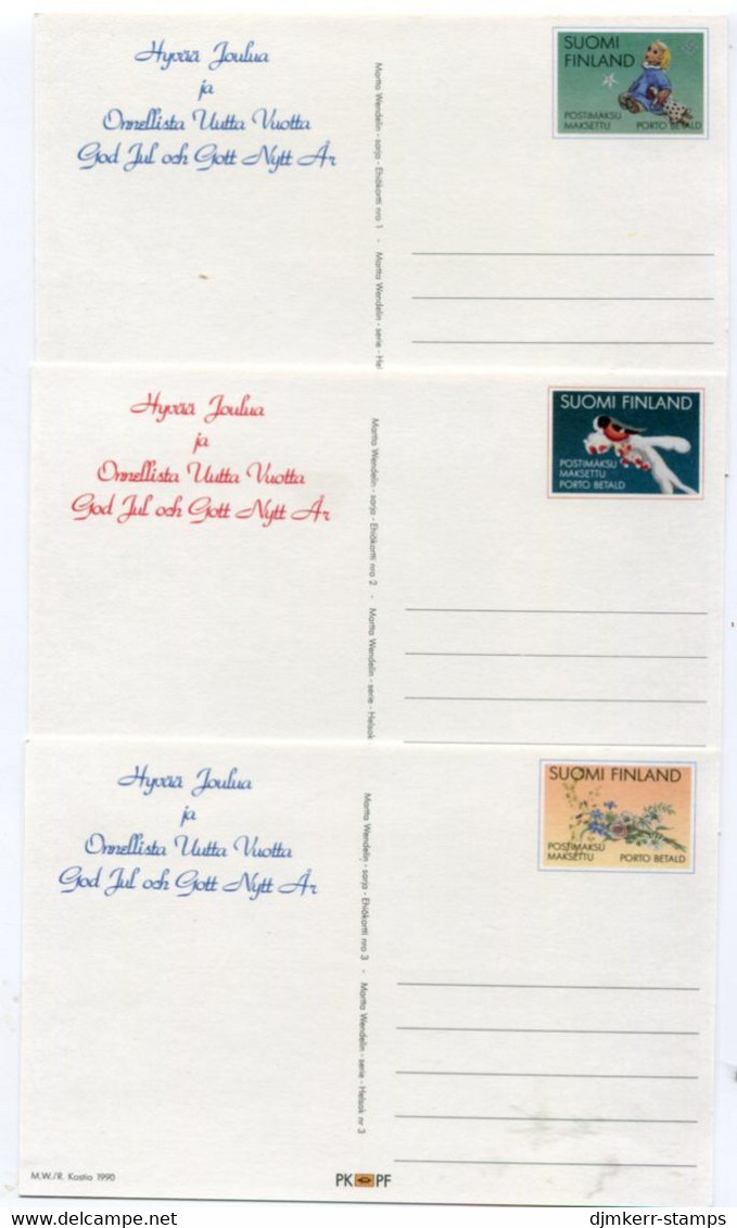 FINLAND 1990 Christmas Postcards (3), Unused  Michel P165-67 - Interi Postali
