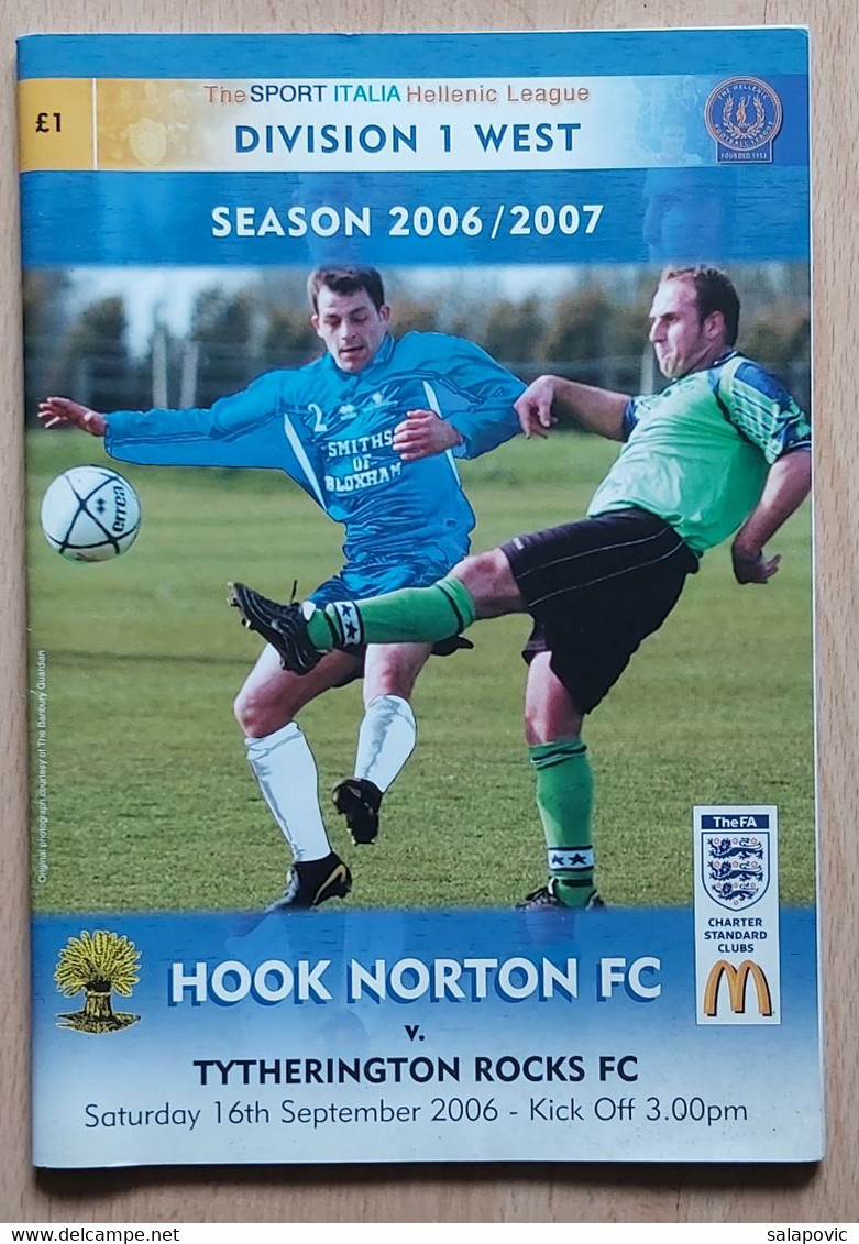 Hook Norton FC Vs Tytherington Rocks FC 16 September 2006 Football Match Program - Livres