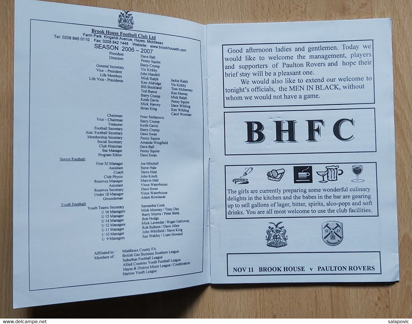 Brook House FC Vs Paulton Rovers FC Football Match Program - Bücher