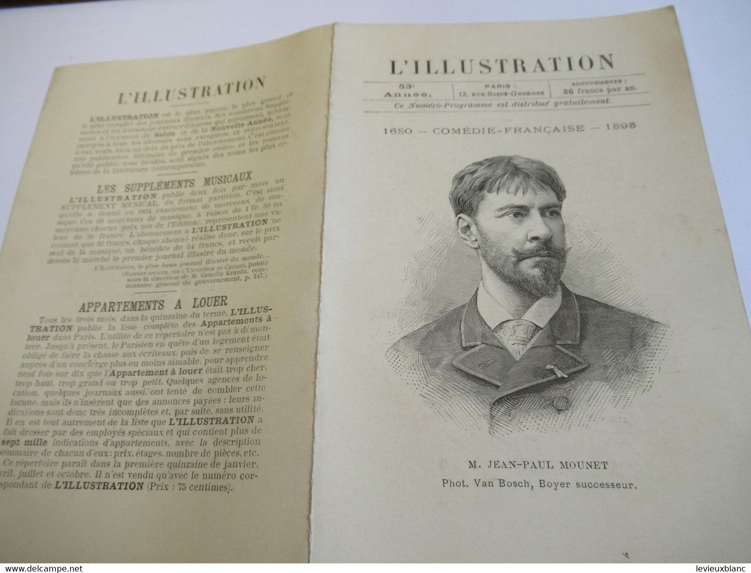 Petit Programme 2 Volets/Comédie Française/Jean-Paul MOUNET/Les Héritiers/ Le Juif Polonais/ L'Illustration/1895 COFIL3 - Programma's