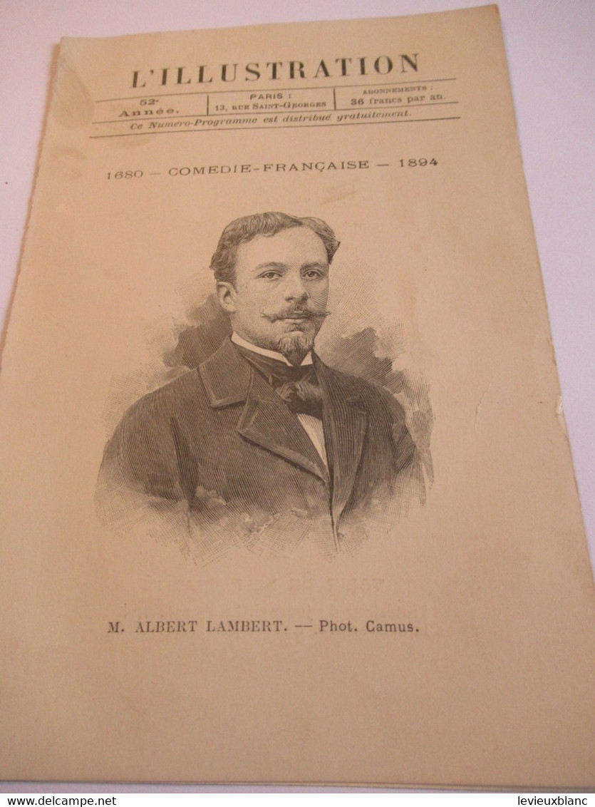 Petit Programme 2 Volets/Comédie Française/M ALBERT-LAMBERT/Severo Torelli/ L'Illustration/1894 COFIL4 - Programma's