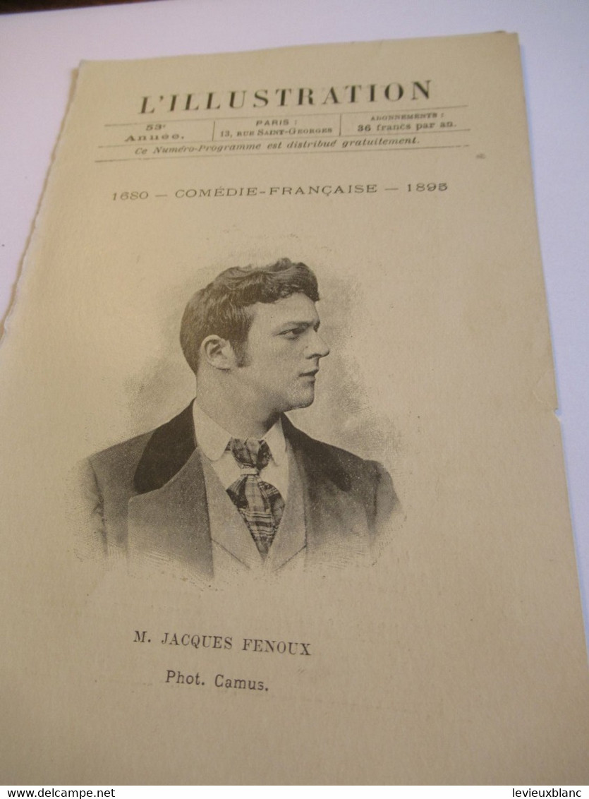 Petit Programme 2 Volets/Comédie Française/M Jacques FENOUX/Andromaque/Le Flibustier/ L'Illustration/1895    COFIL5 - Programma's