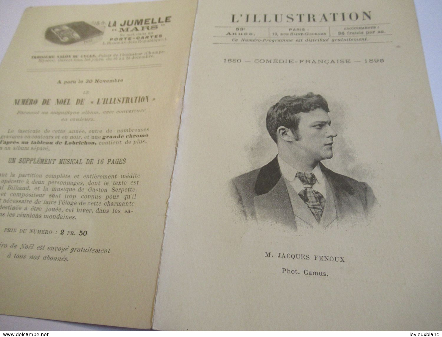 Petit Programme 2 Volets/Comédie Française/M Jacques FENOUX/Andromaque/Le Flibustier/ L'Illustration/1895    COFIL5 - Programma's