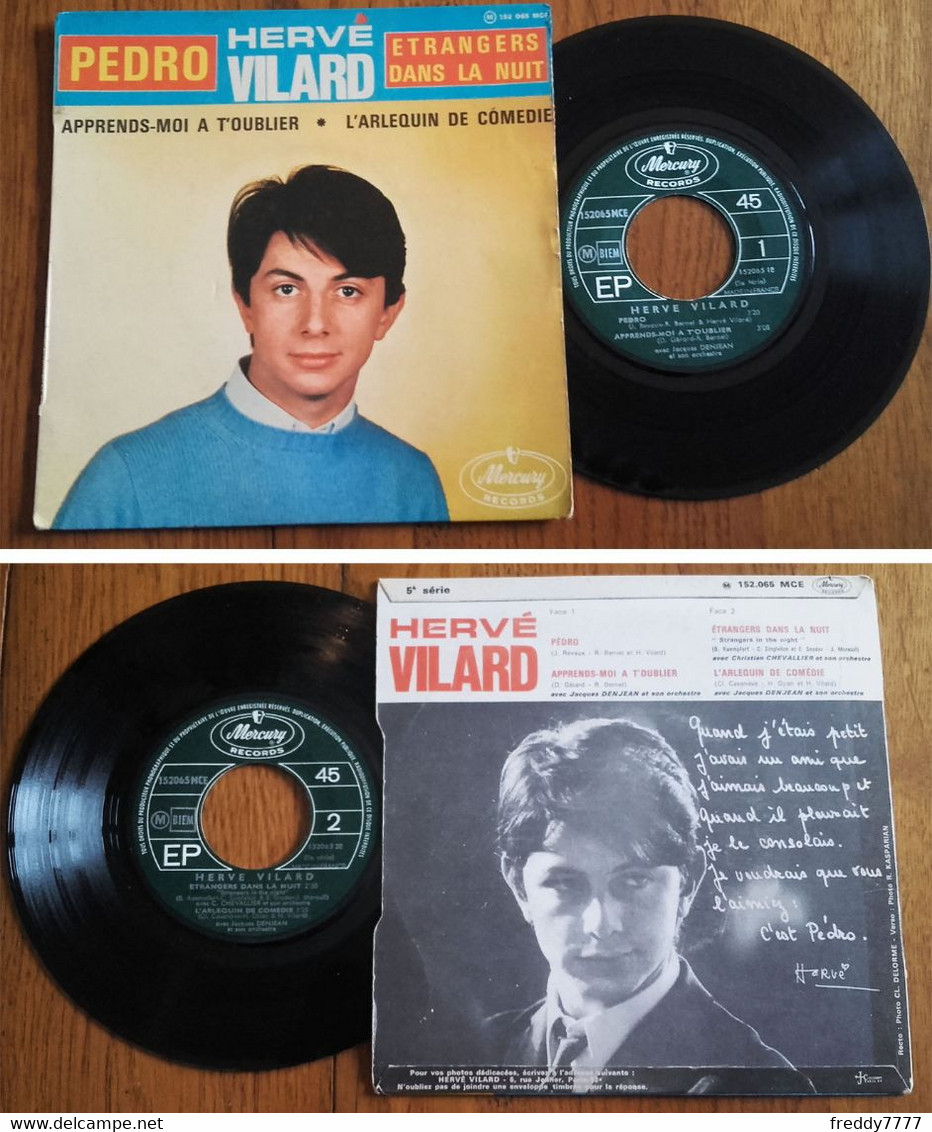 RARE French EP 45t RPM BIEM (7") HERVE VILARD («Strangers In The Night», 1966) - Collectors