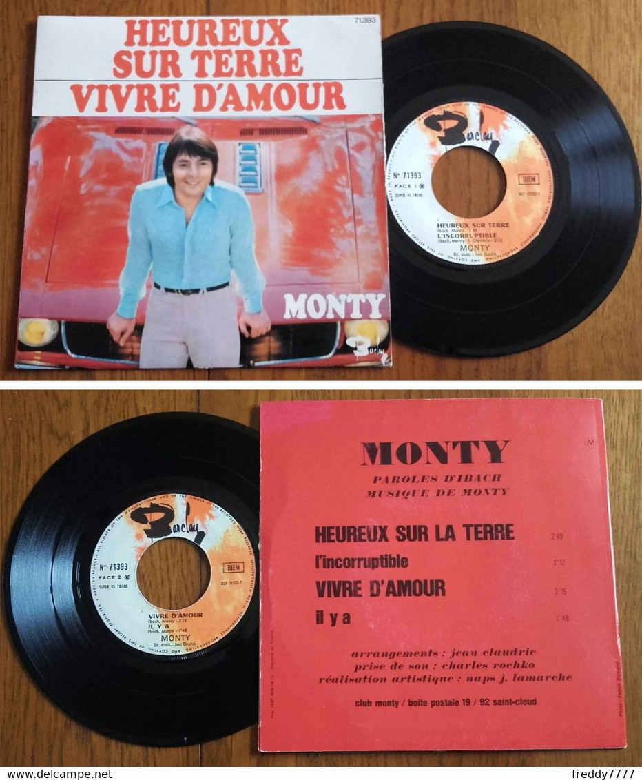 RARE French EP 45t RPM BIEM (7") MONTY (1969) - Ediciones De Colección