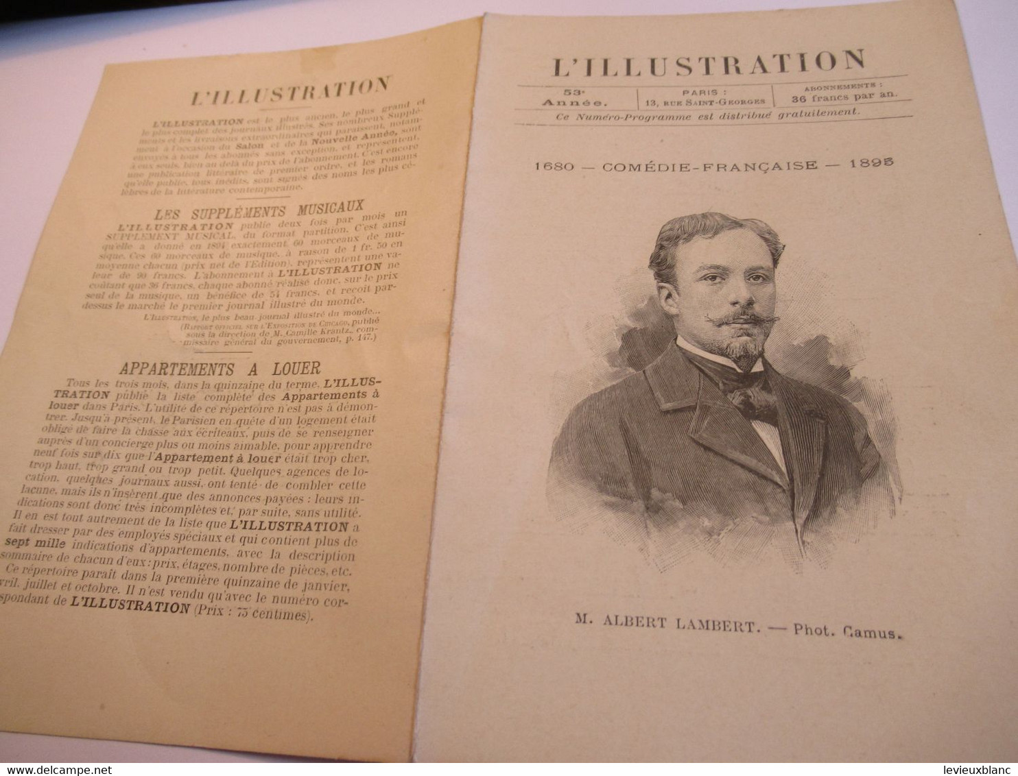 Petit Programme 2 Volets/Comédie Française/M ALBERT-LAMBERT/Britannicus/Le Jeu De L'Amour/ L'Illustration/1895    COFIL6 - Programma's