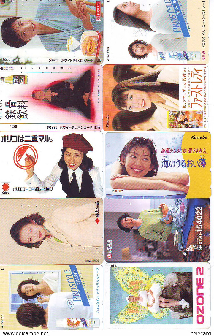 LOT 10 Telecartes Differentes Japon * FEMME Femmes (A-518) SEXY GIRL Girls Phonecards Japan * TELEFONKARTEN FRAUEN FRAU - Fashion