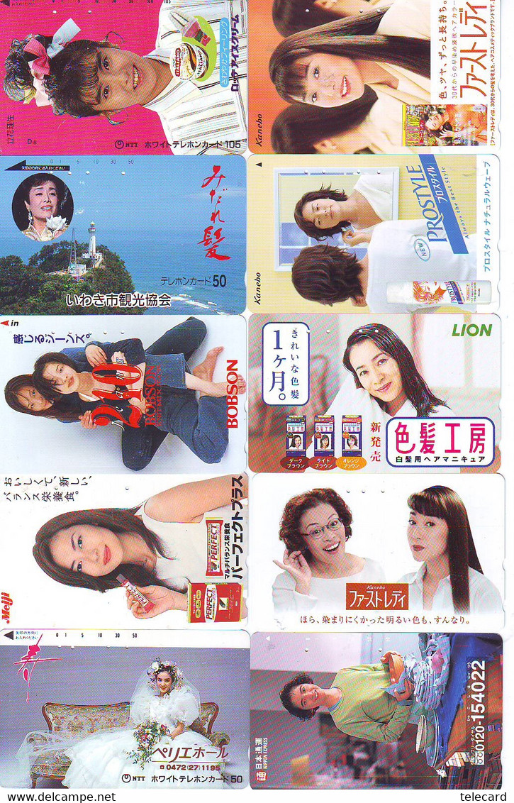 LOT 10 Telecartes Differentes Japon * FEMME Femmes (A-513) SEXY GIRL Girls Phonecards Japan * TELEFONKARTEN FRAUEN FRAU - Mode