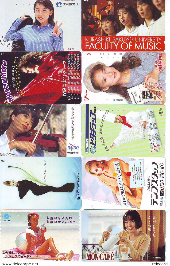 LOT 10 Telecartes Differentes Japon * FEMME Femmes (A-505) SEXY GIRL Girls Phonecards Japan * TELEFONKARTEN FRAUEN FRAU - Mode