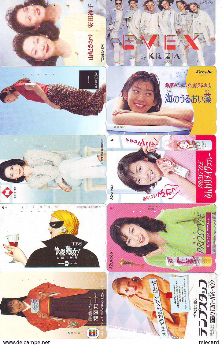 LOT 10 Telecartes Differentes Japon * FEMME Femmes (A-497) SEXY GIRL Girls Phonecards Japan * TELEFONKARTEN FRAUEN FRAU - Fashion