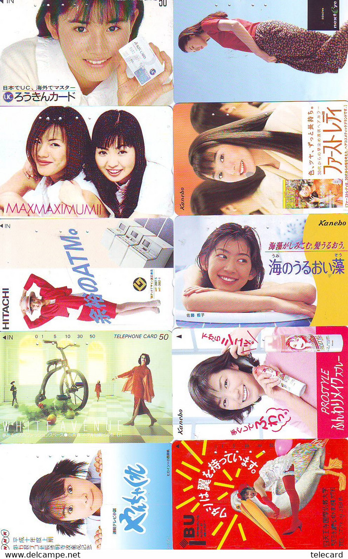 LOT 10 Telecartes Differentes Japon * FEMME Femmes (A-494) SEXY GIRL Girls Phonecards Japan * TELEFONKARTEN FRAUEN FRAU - Mode