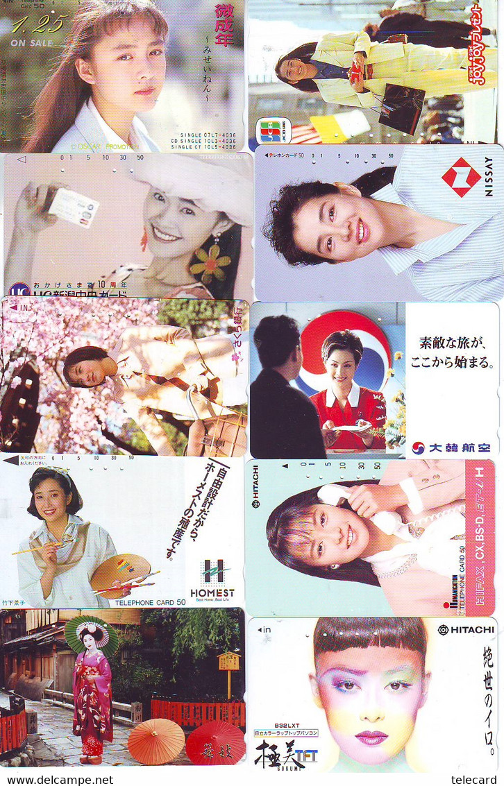 LOT 10 Telecartes Differentes Japon * FEMME Femmes (A-493) SEXY GIRL Girls Phonecards Japan * TELEFONKARTEN FRAUEN FRAU - Mode