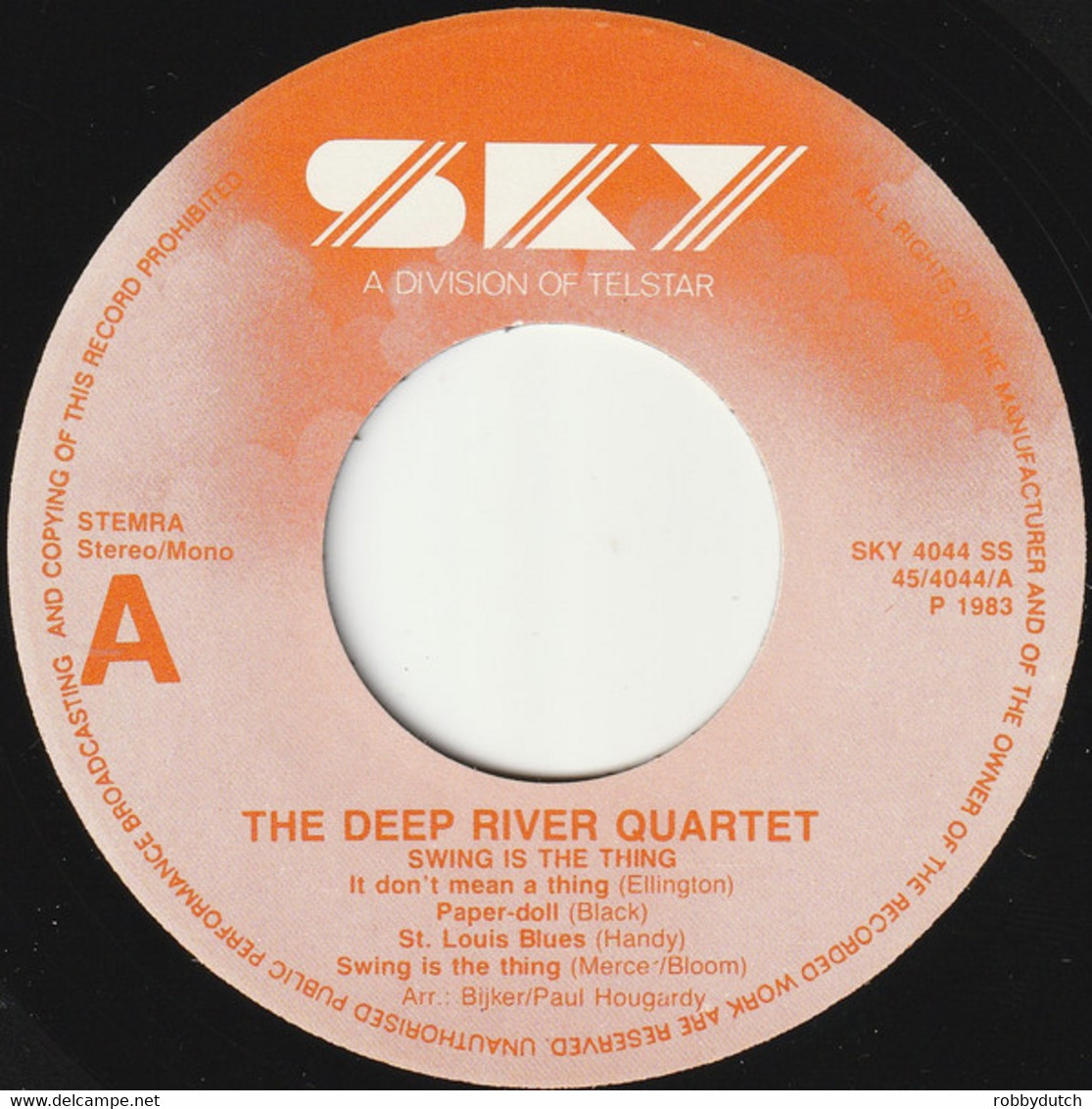 * 7" *  DEEP RIVER QUARTET - SWING IS THE THING (Holland 1983 EX!!) - Jazz