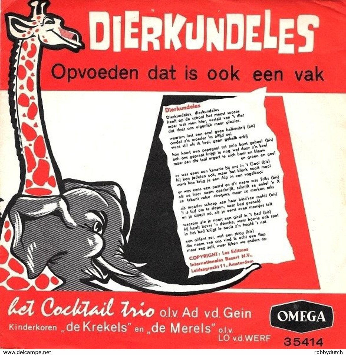 * 7" * COCKTAIL TRIO - DIERKUNDELES (Holland 1964 EX) - Otros - Canción Neerlandesa