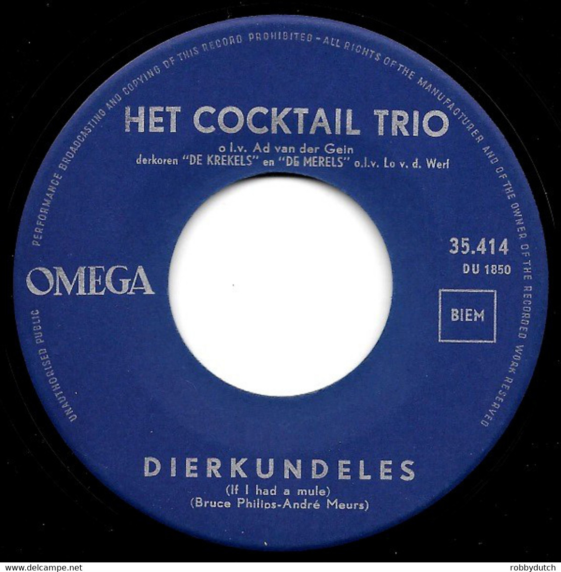 * 7" * COCKTAIL TRIO - DIERKUNDELES (Holland 1964 EX) - Otros - Canción Neerlandesa