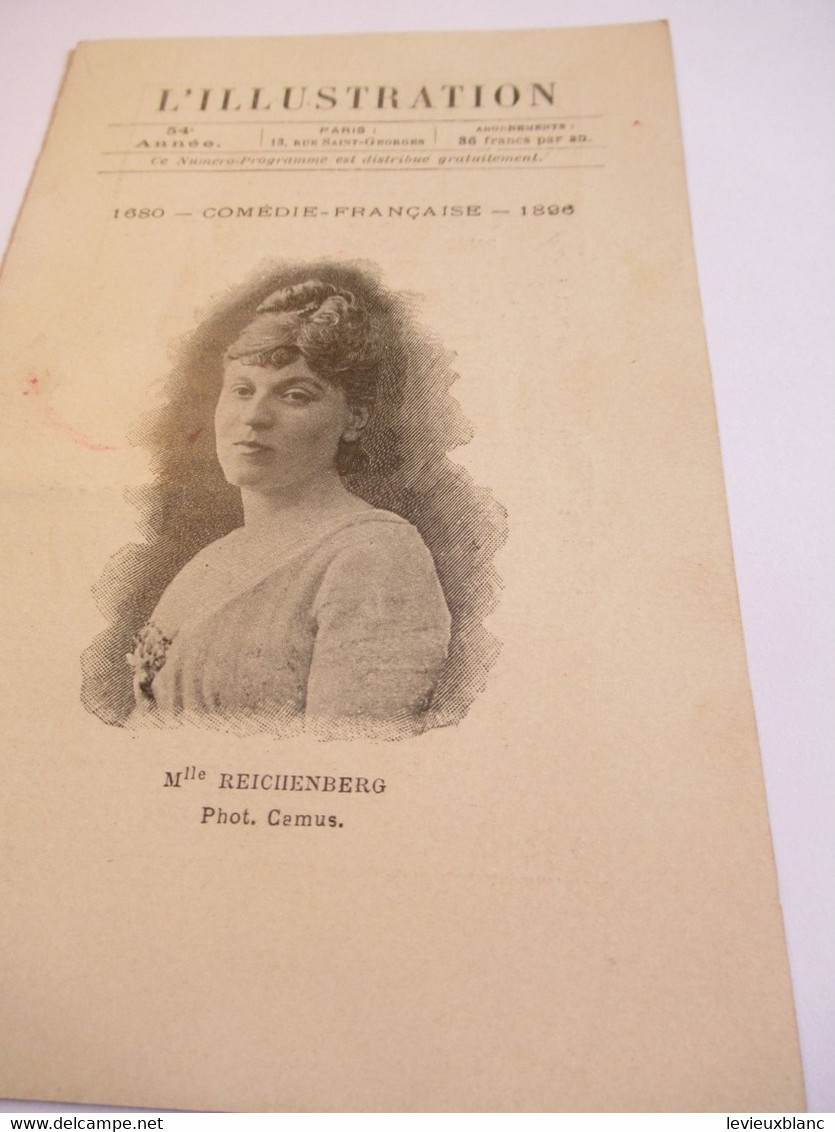 Petit Programme 2 Volets/Comédie Française/Melle Suzanne REICHENBERG/Hamlet L'Illustration/1896           COFIL10 - Programma's