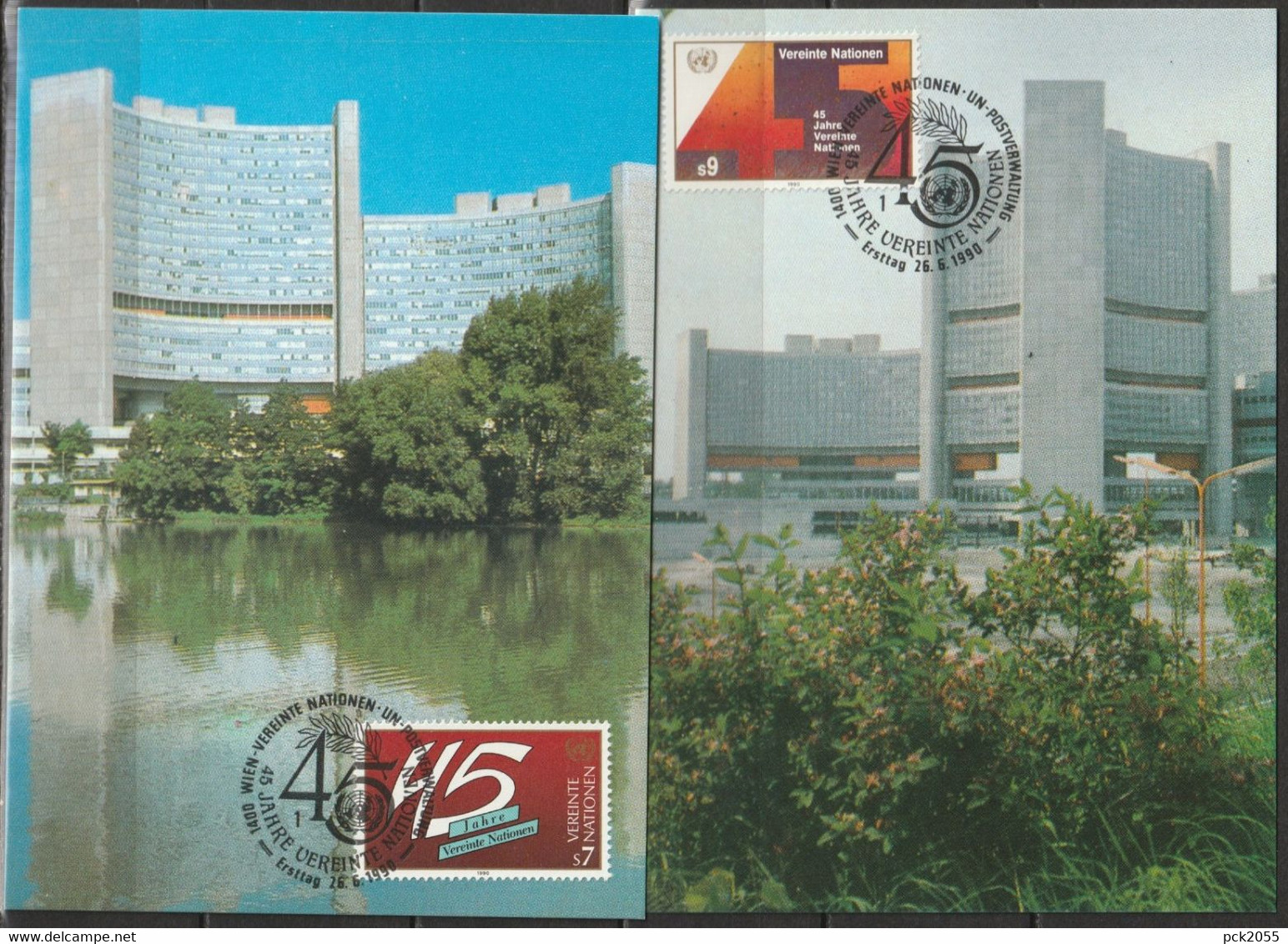 UNO Wien 1990 MK  MiNr.104 - 105  45 Jahre UNO ( D 6040 ) Günstige Versandkosten - Cartes-maximum