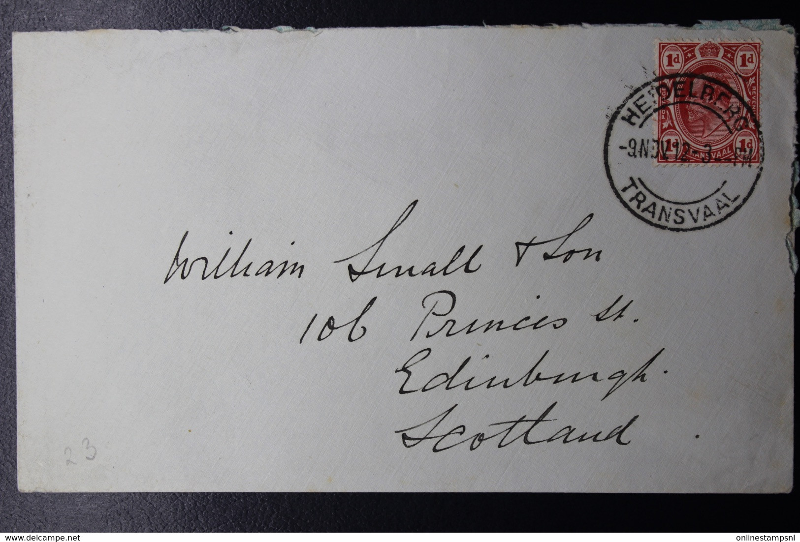 Transvaal: Cover Heidelberg - Edinburgh Scotland 1912 - Transvaal (1870-1909)