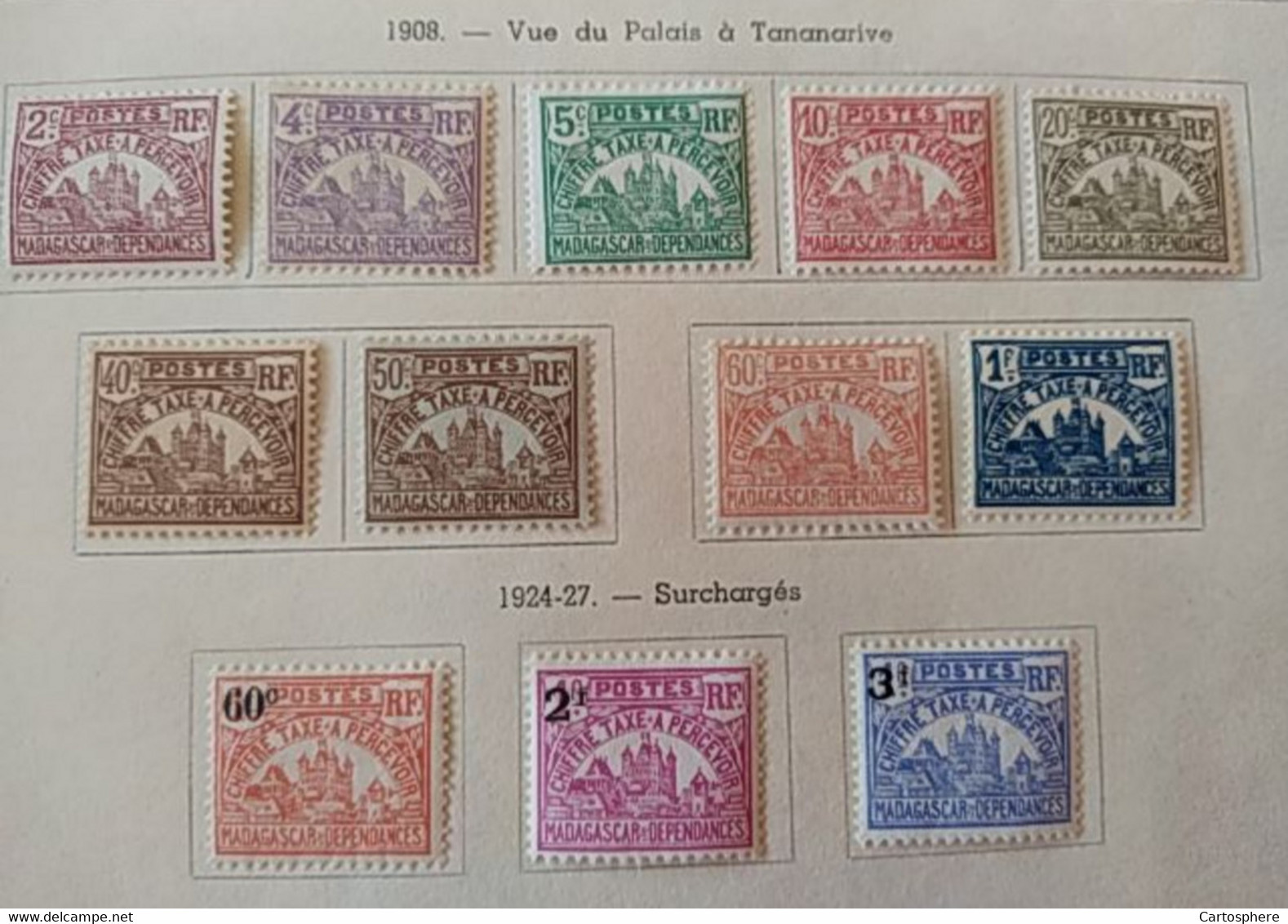 Madagascar - 1908-27 - Taxe TT N°Yv. 8 à 19 - Complet - 12v - Neuf * / MH VF - Strafport