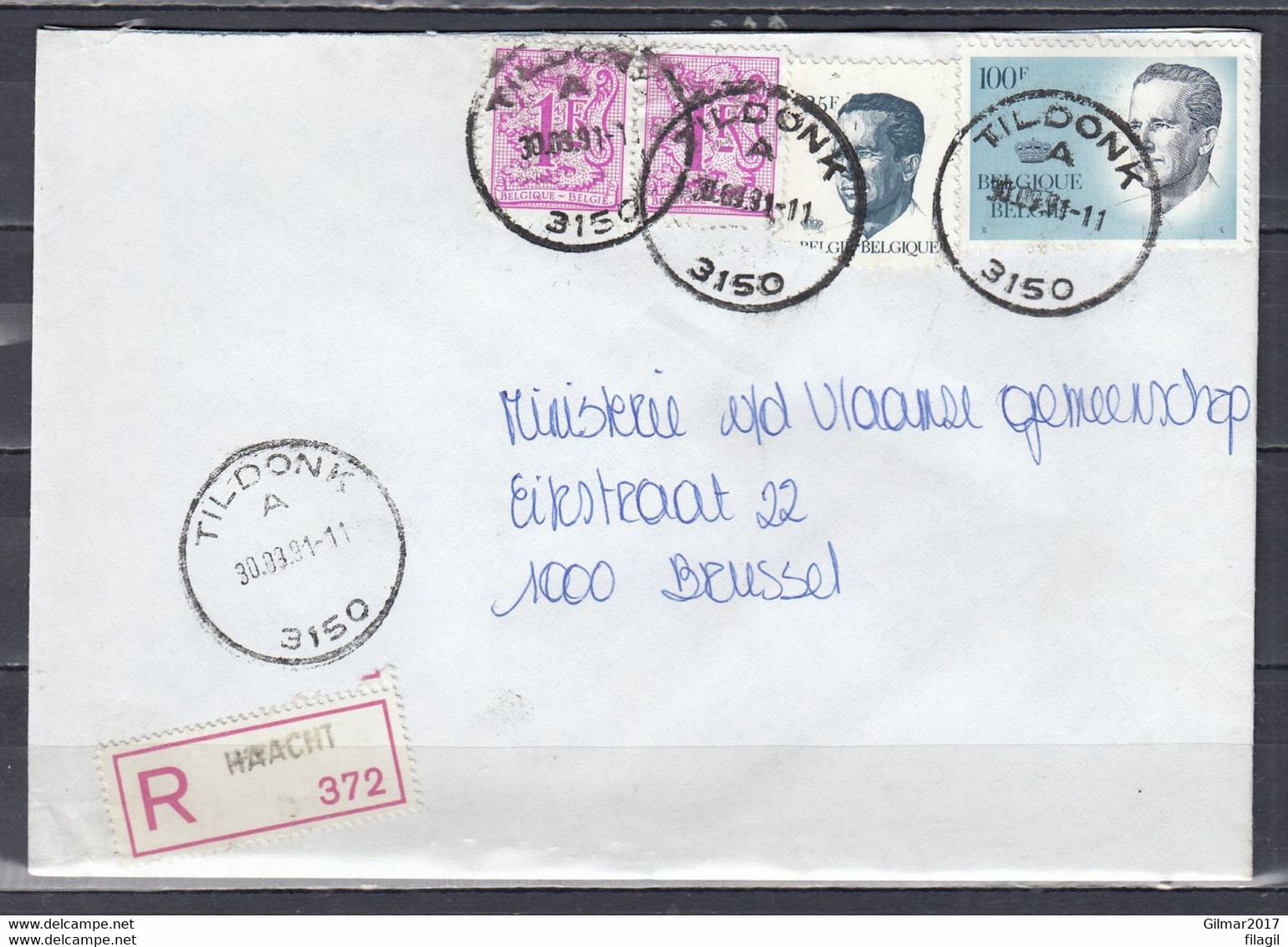 Aangetekende Brief Van Tildonk Anaar Brussel - 1981-1990 Velghe