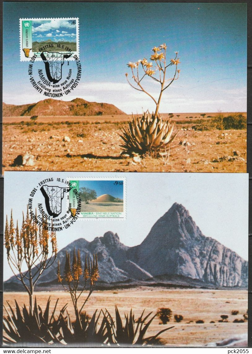 UNO Wien 1991 MK  MiNr.114 - 115  1 Jahr Unabhängigkeit Namibias ( D 6093 ) Günstige Versandkosten - Maximumkarten