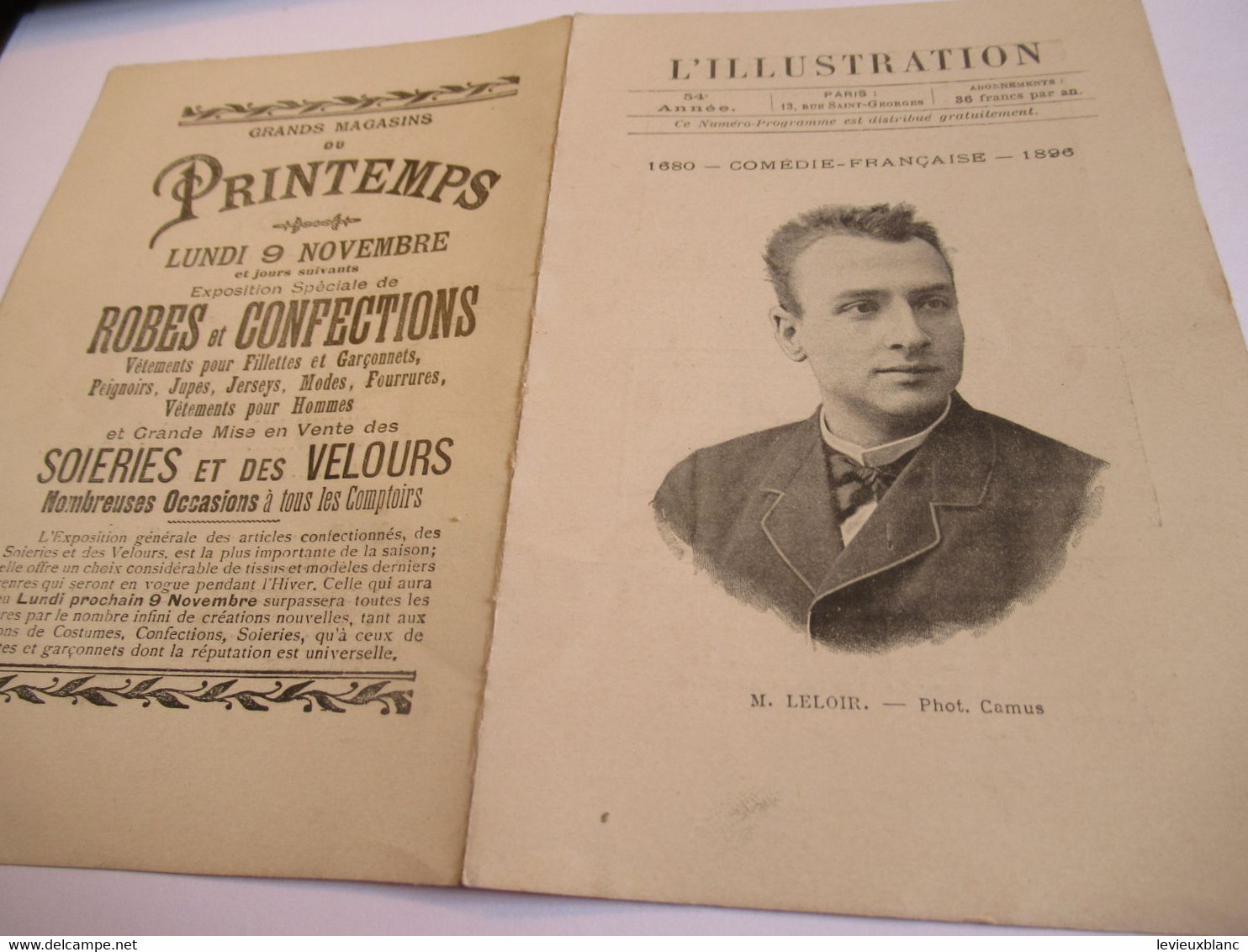 Petit Programme 2 Volets/Comédie Française/M LELOIR/MONTJOIE/L'Illustration/1896 COFIL14 - Programma's