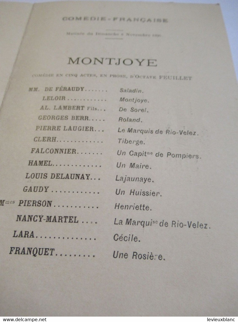 Petit Programme 2 Volets/Comédie Française/M LELOIR/MONTJOIE/L'Illustration/1896 COFIL14 - Programma's