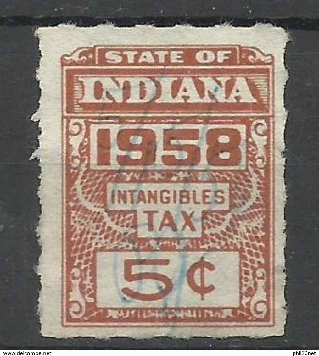 USA Fiscal   Indiana  1958   5 C     Oblitéré    B/TB      Voir Scans  Soldé ! ! ! - Usati