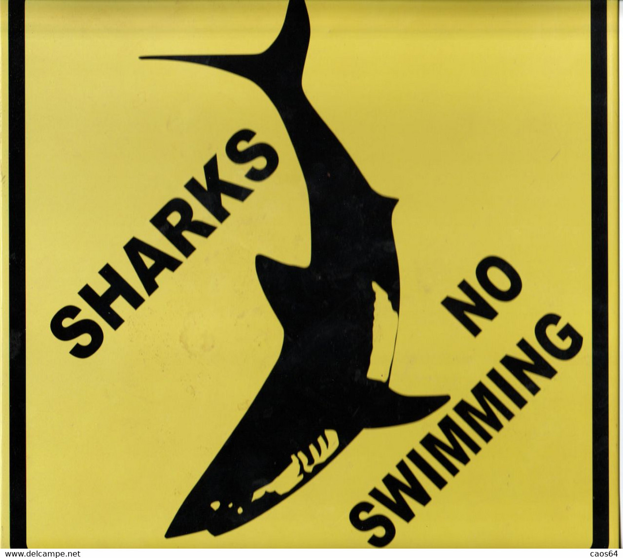 Sharks No Swimming Targa In Latta 24,5 X 24,5 Cm. - Tin Signs (after1960)