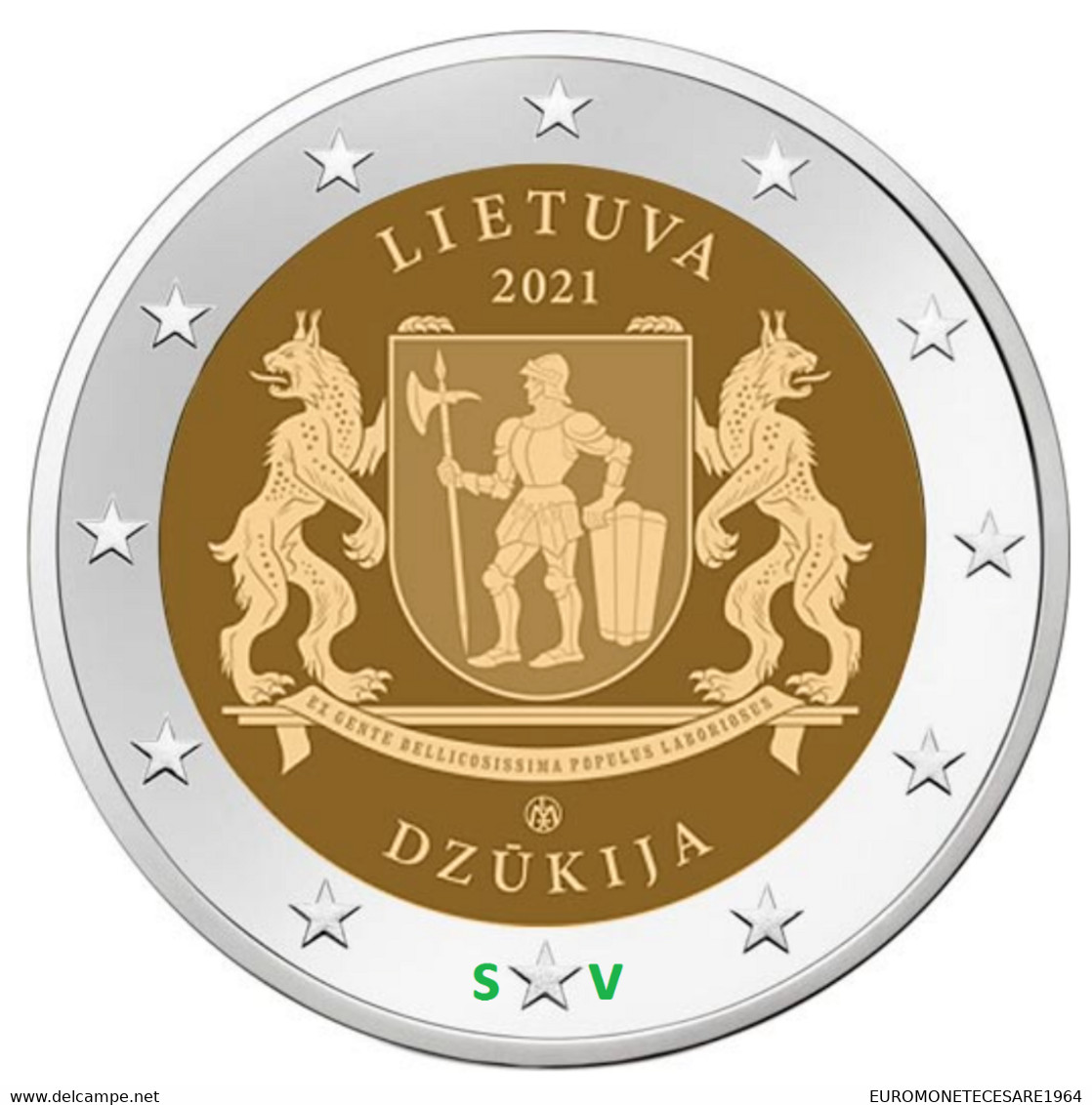 LITUANIA 2 EURO 2021 COMMEMORATIVO DZUKIJA REGIONE   FIOR DI CONIO     B.U. FROM ROLLS - Lithuania