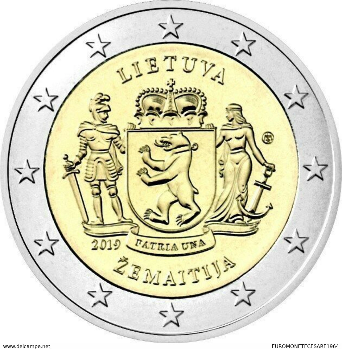 LITUANIA 2 EURO 2019 COMMEMORATIVO ZEMAJTIJA   FIOR DI CONIO     B.U. FROM ROLLS - Litauen