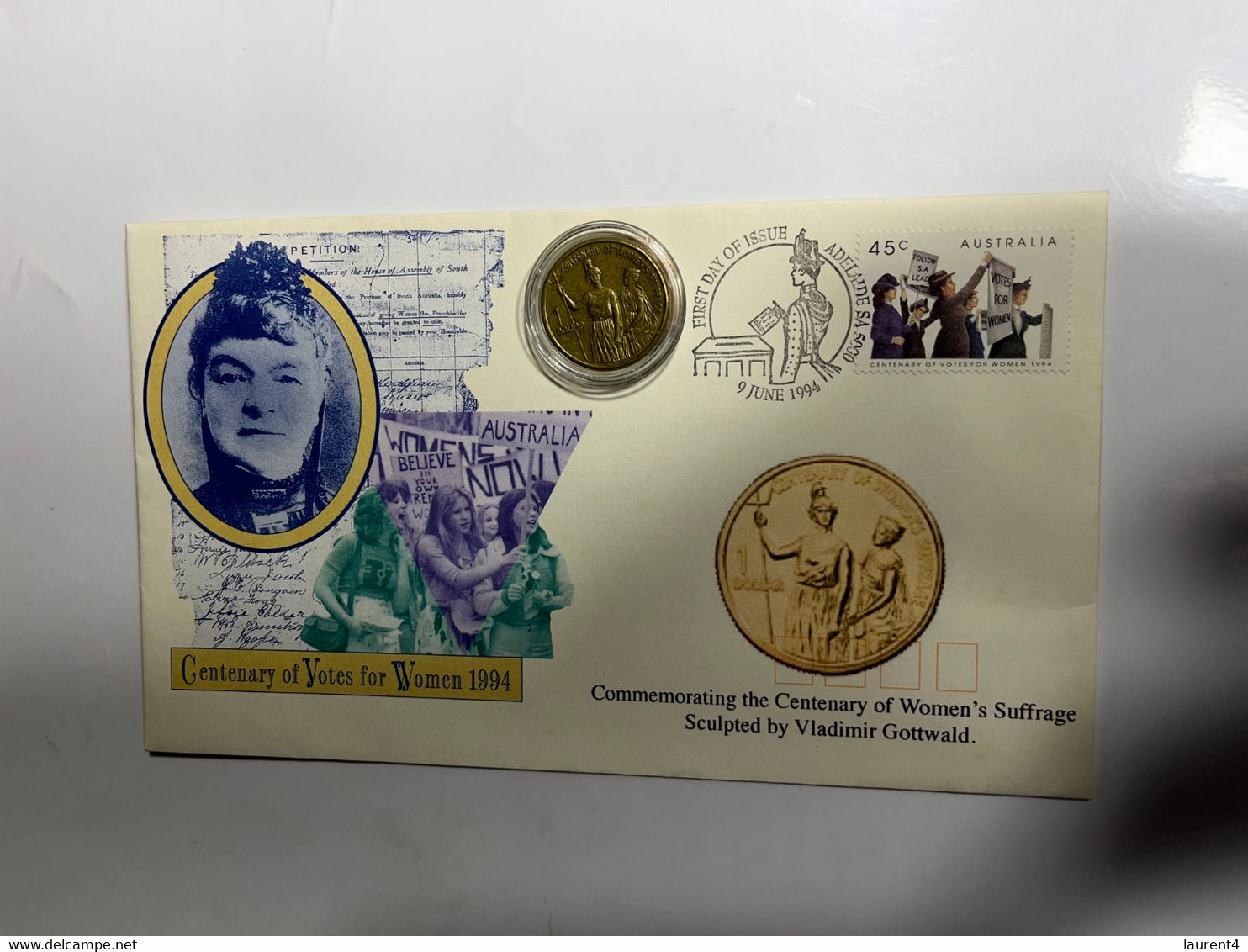 (2 M 42) Australia - $ 1.00 Centenary Women's Suffrage Coin On 1994 Vote For Women FDC Cover - Dollar