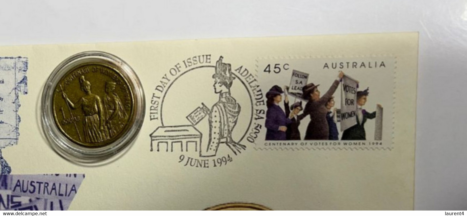 (2 M 42) Australia - $ 1.00 Centenary Women's Suffrage Coin On 1994 Vote For Women FDC Cover - Dollar