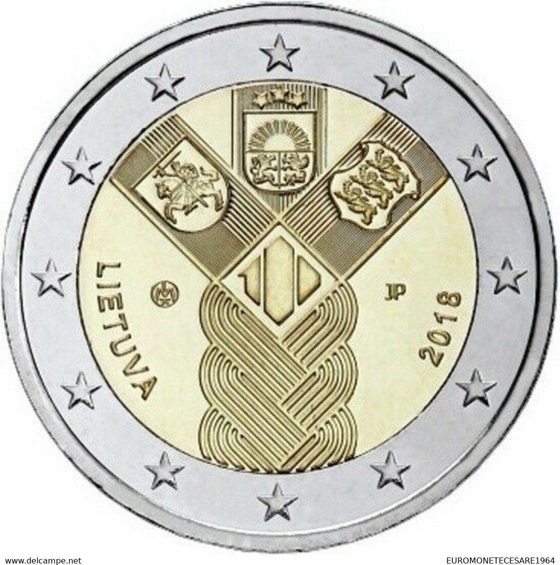 LITUANIA 2 EURO 2018 COMMEMORATIVO STATI BALTICI  FIOR DI CONIO     B.U. FROM ROLLS - Litauen