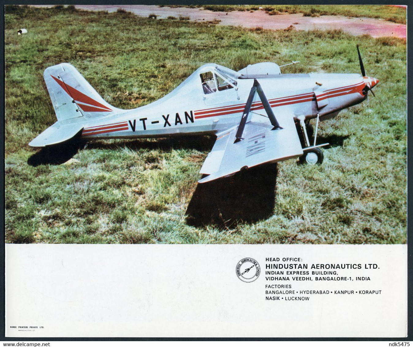 1970s BROCHURE : BASANT AGRICULTURAL AIRCRAFT - HINDUSTAN AERONAUTICS LTD., BANGALORE - Publicidad