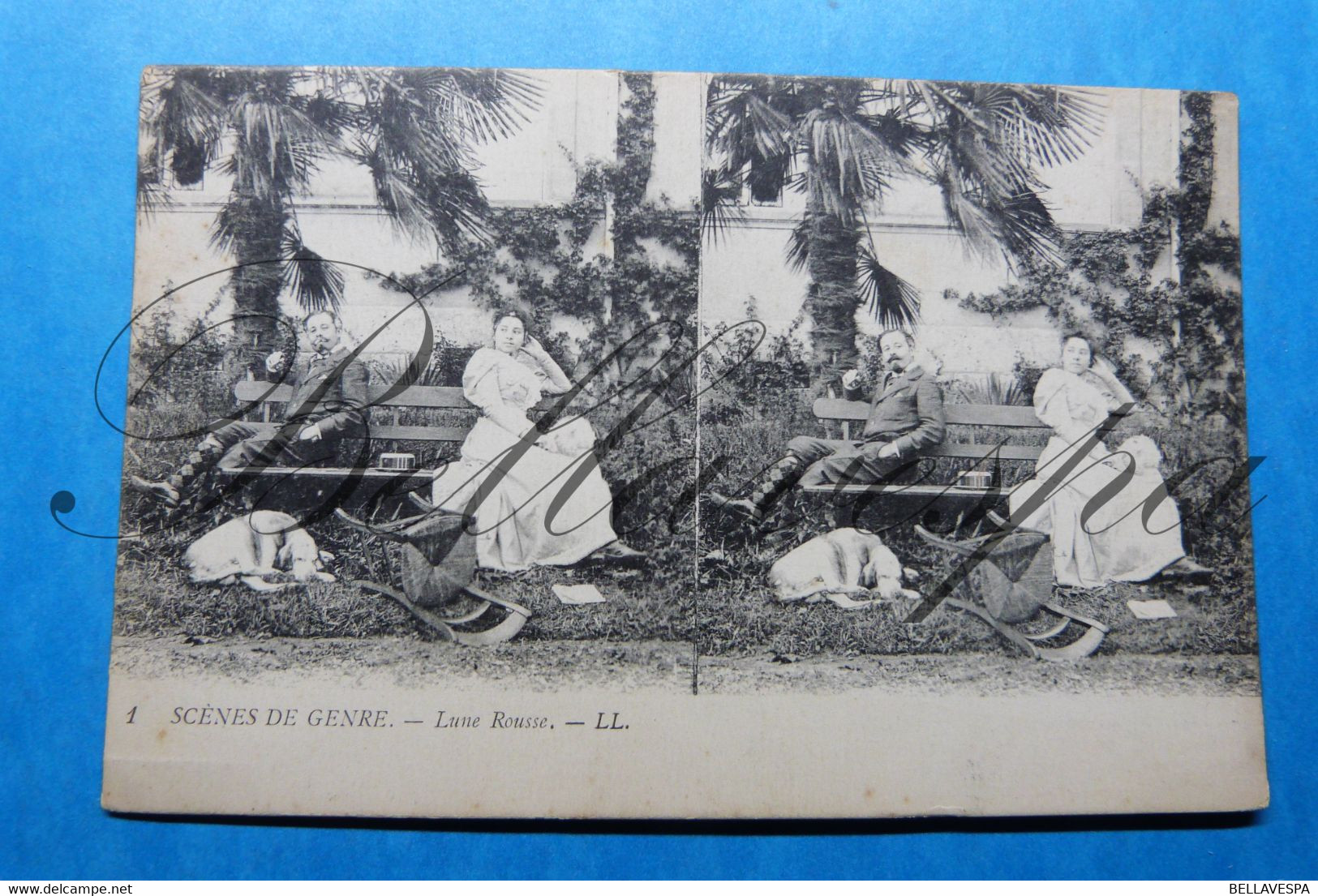 Scenes De Genre Carte Stereoscopique  Lune Rousse &  Lavoir Laveuse. 2 X Cpa - Stereoscope Cards