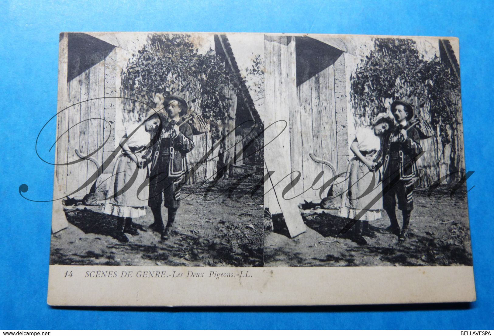 Scenes De Genre Carte Stereoscopique  Deux Pigeons & Petite Fermiere   2 X Cpa - Stereoscope Cards