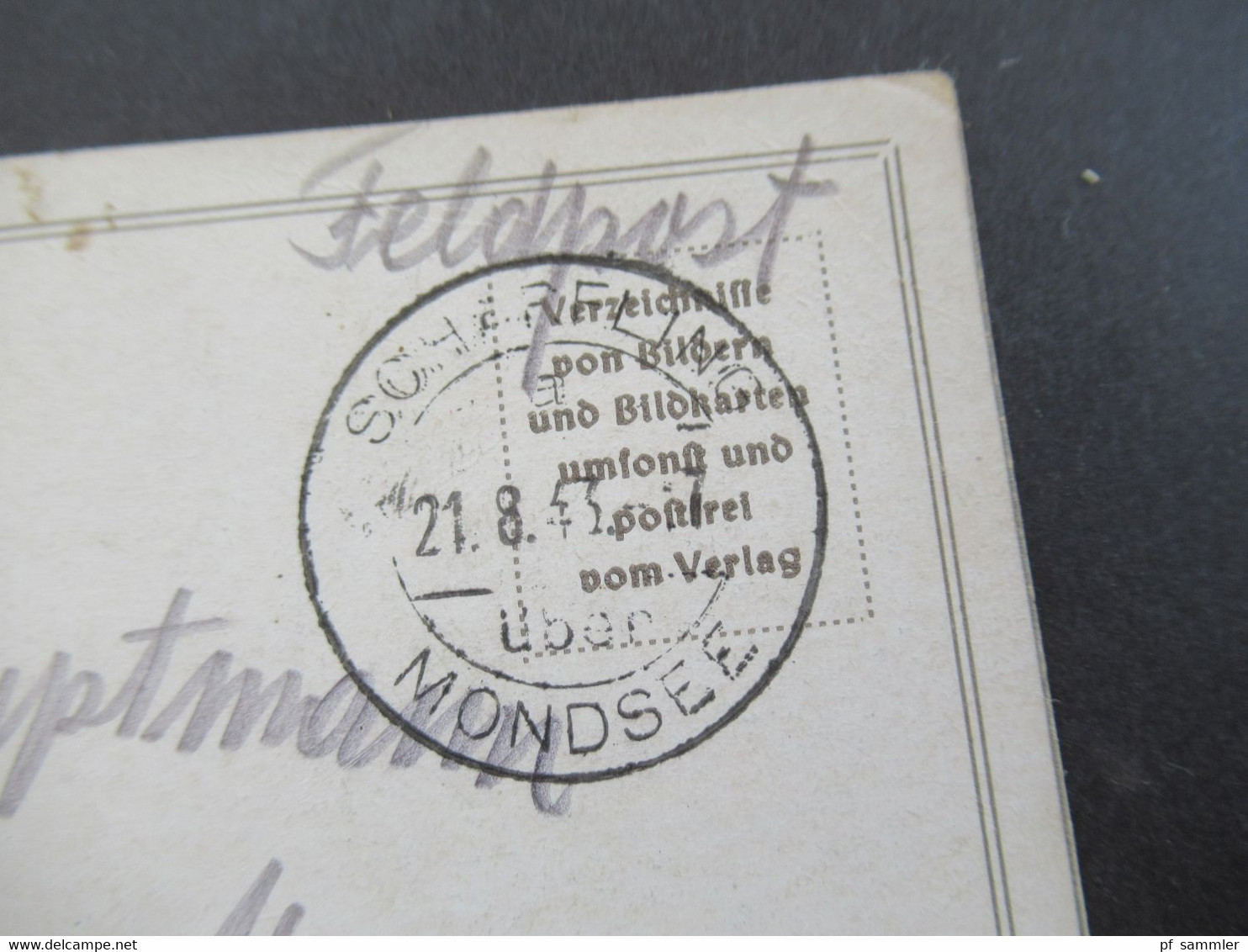 Feldpost 2.WK 3.Reich Ostmark 1943 Künstler PK Mädchen Mit Falken Oskar Hagemann Tagesstempel Scharfling über Mondsee - Storia Postale