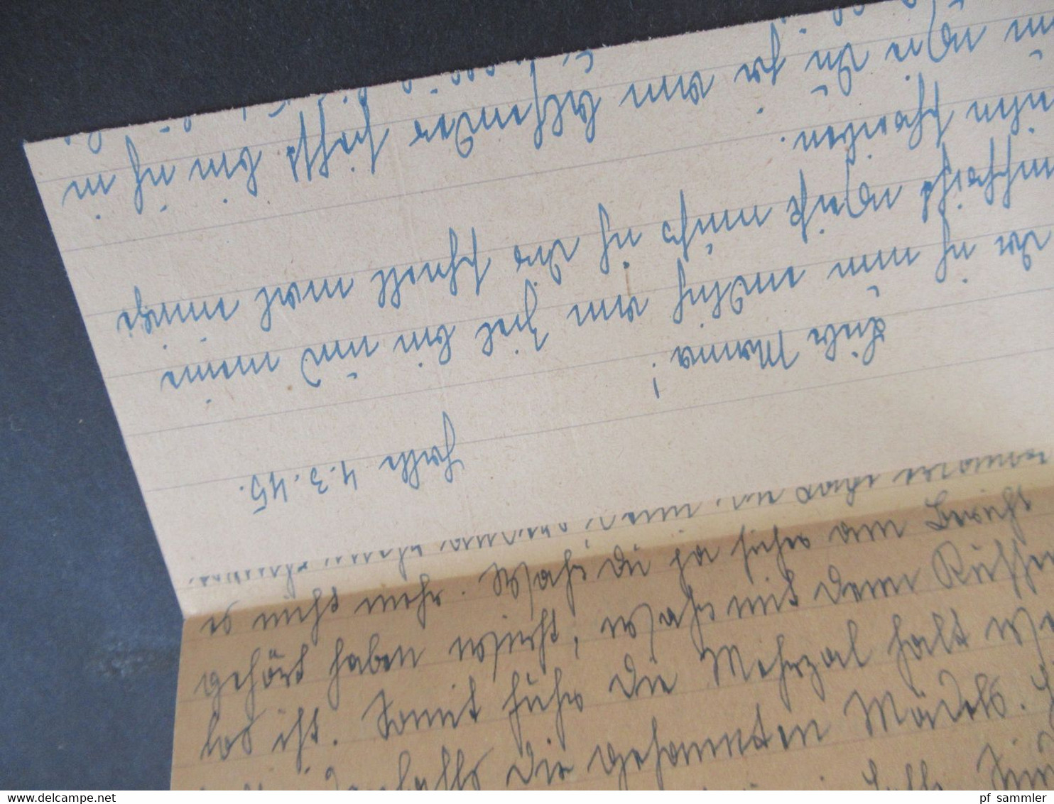 Feldpostbrief Mit Inhalt 2.WK 3.Reich 16.3.1945 Kurz Vor Ende Des 2.WK Werbestempel Halle (Saale) 8 Jugend Aufs Meer - Lettres & Documents