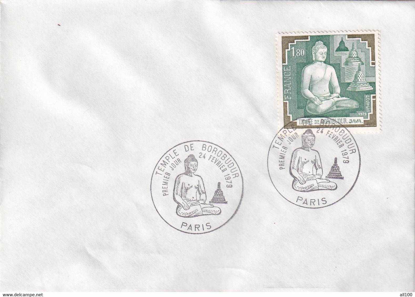 A21836 - Temple De Borobudur Premier Jour Paris Cover Envelope Unused 1979 France Stamp Buddhism - Buddhismus