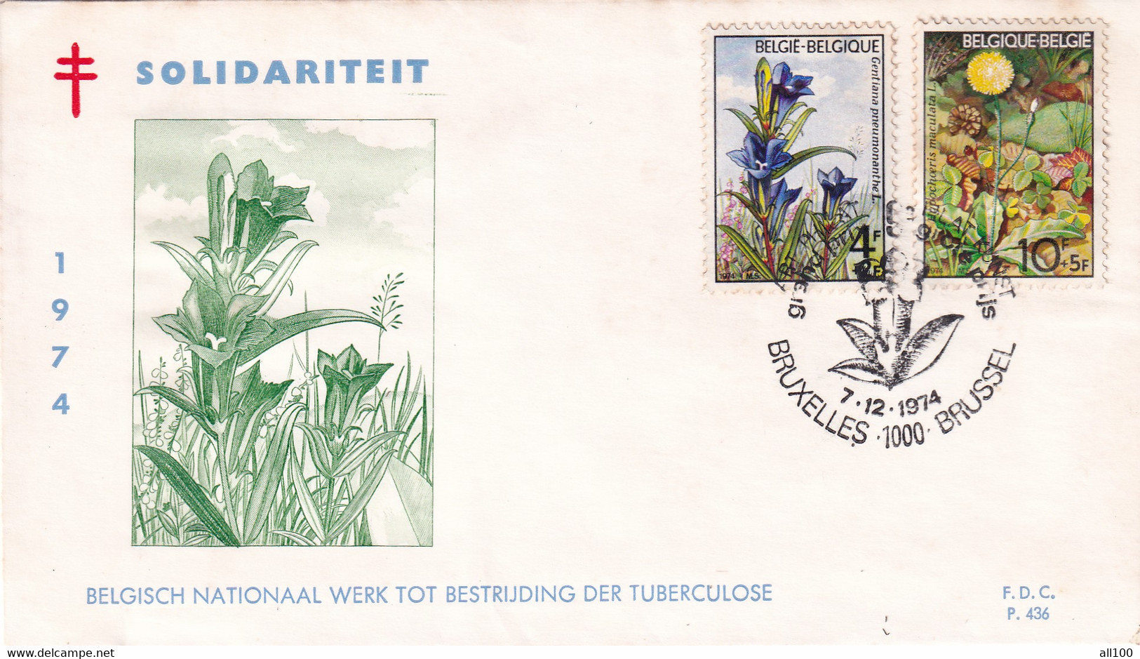 A21877 - FDC Belgisch Nationaal Werk Tot Bestrijding Der Tuberculose Cover Envelope Unused 1974 Stamp Belgique Flowers - Autres & Non Classés