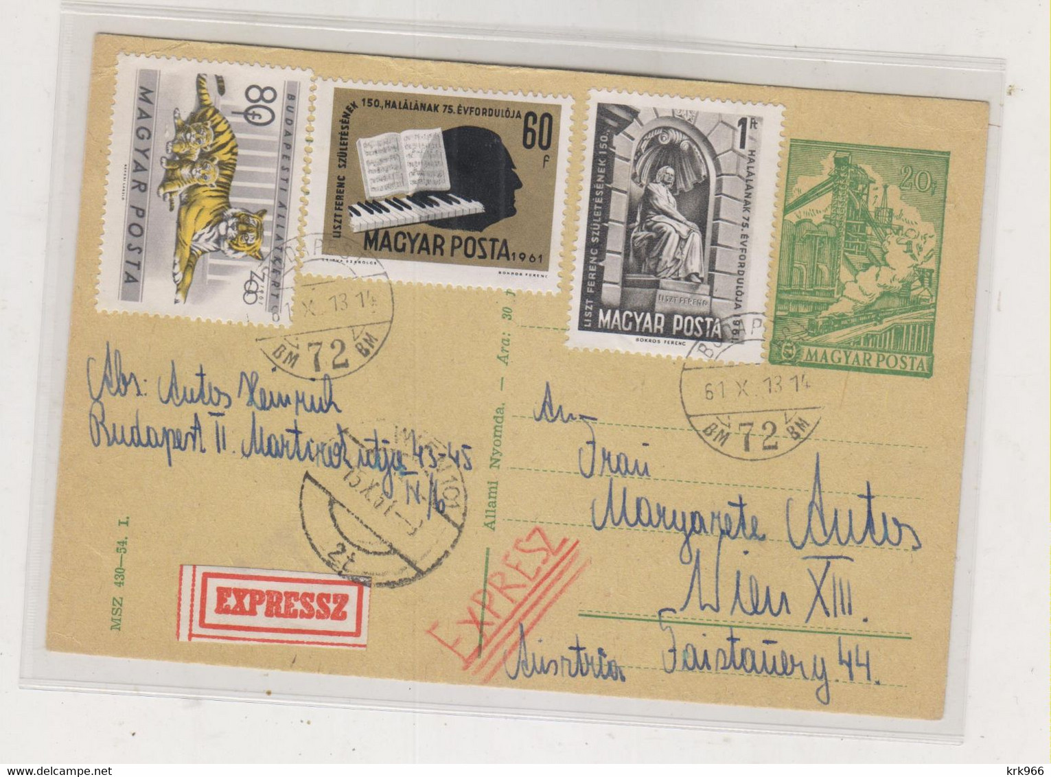 HUNGARY.1961 BUDAPEST Priority Postal Stationery To Austria - Covers & Documents