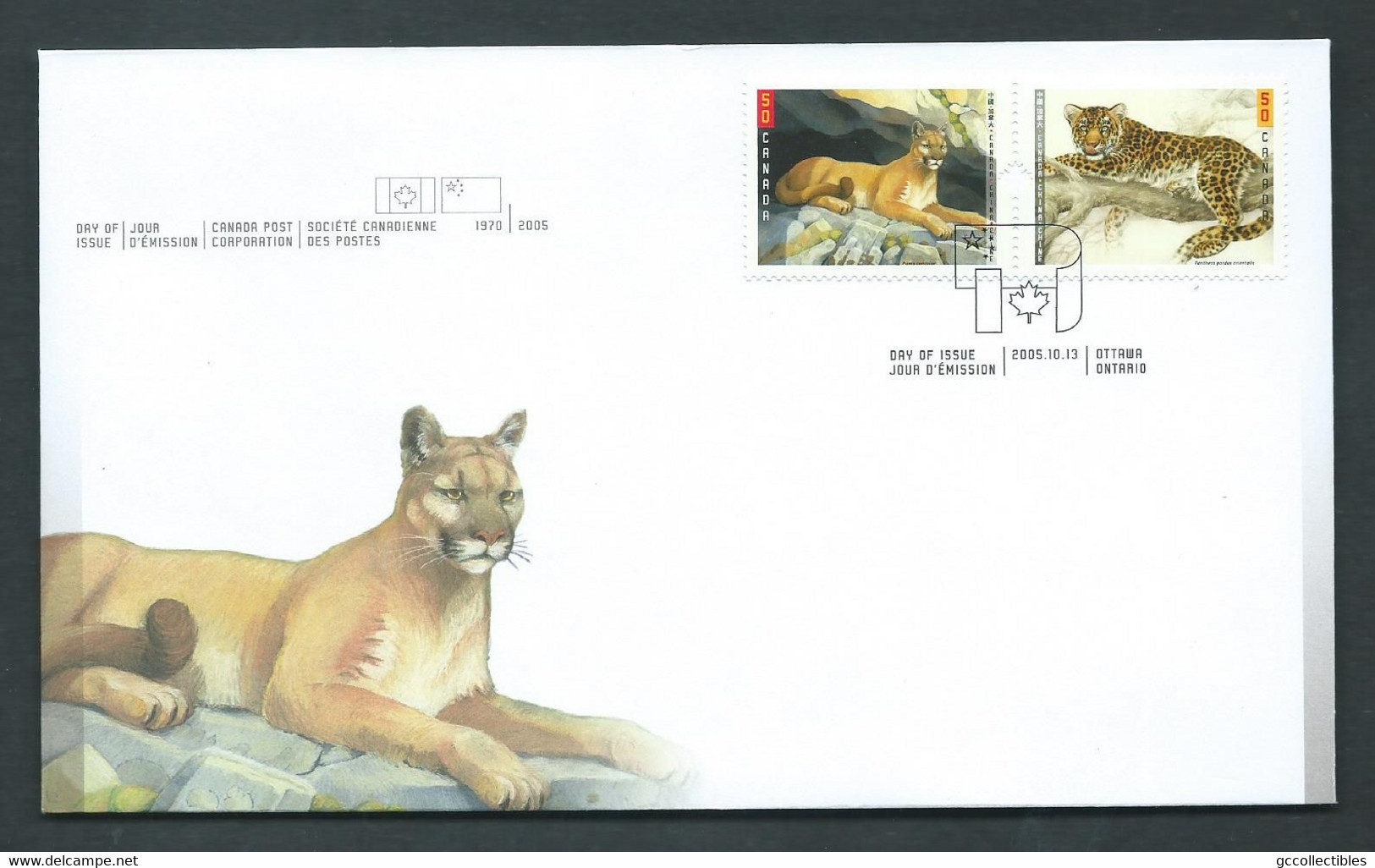 Canada # 2123a - Se-tenant Pair On FDC - Big Cats - 2001-2010