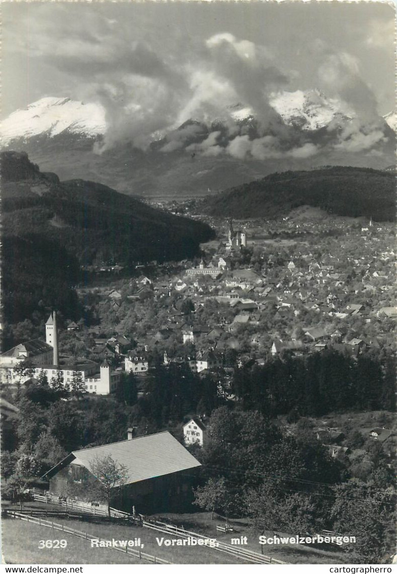 Austria Postcard Rankweil Voralberg Mit Schweizerbergen Valley View 1957 - Rankweil