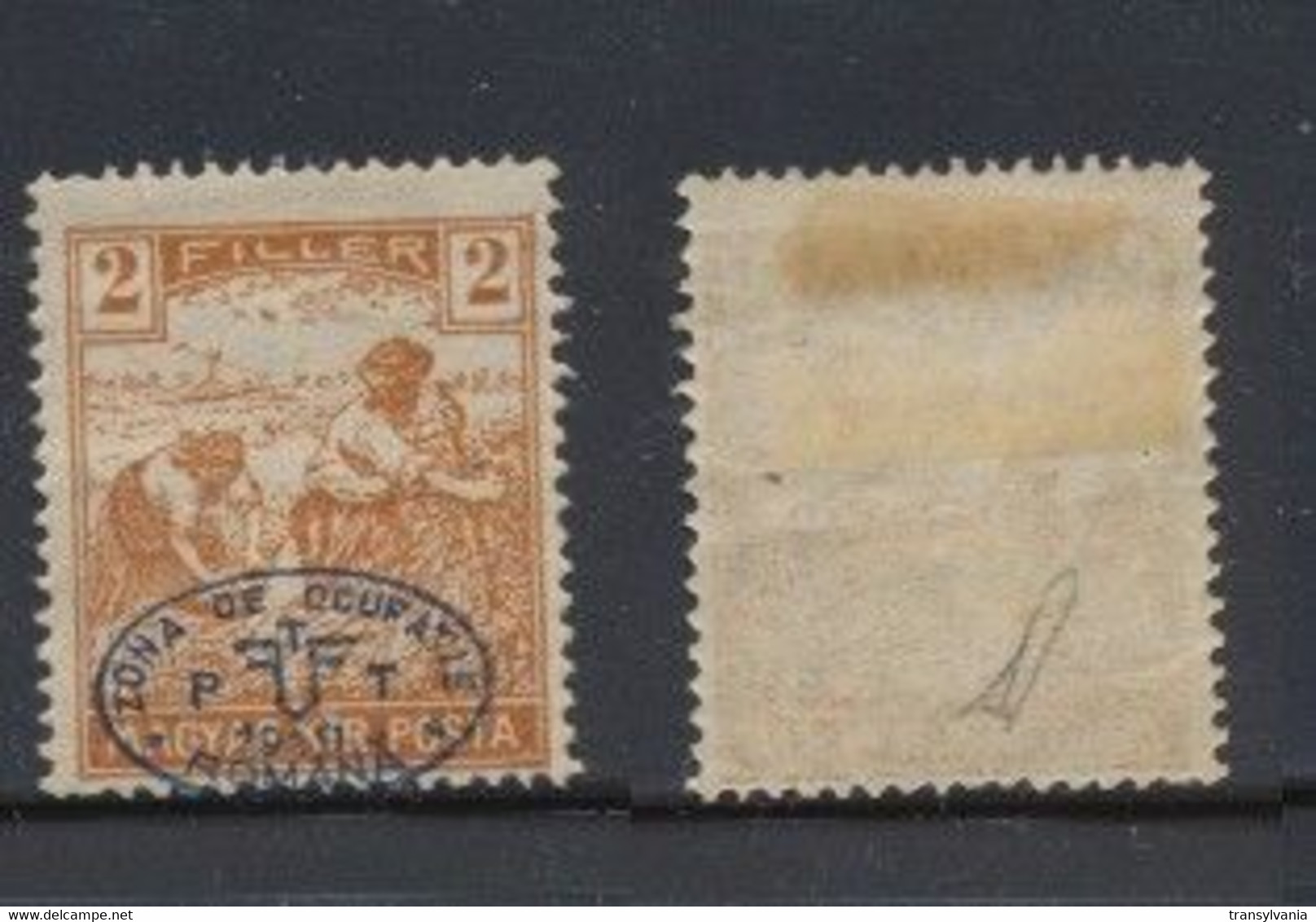 Hungary 1919 Romania Occupation 1st Debrecen Issue Harvesters 2f Stamp Error Shifted Overprint MLH - Local Post Stamps