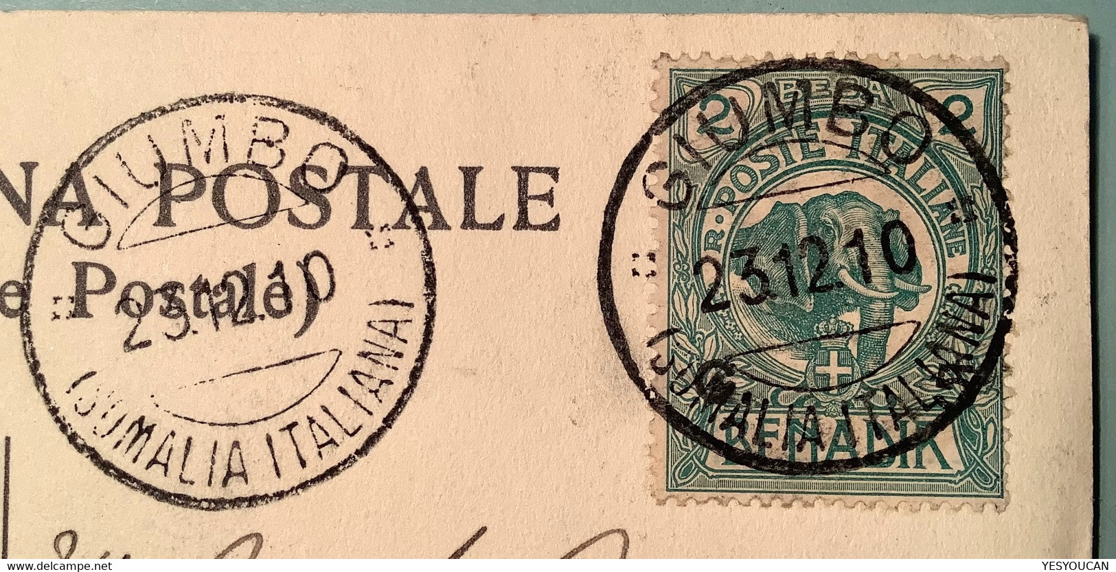 "GIUMBO SOMALIA ITALIANA 1910"Sa.11 Cartolina Postale GIUBA (lettera Africa Orientale Italia Colonie Elephant - Somalië
