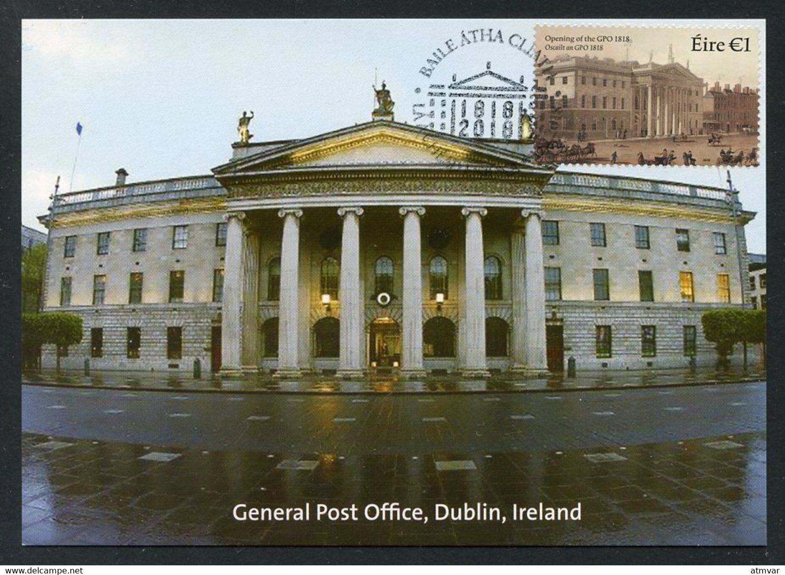 IRELAND / IRLANDA (2018) - Tarjeta Máxima / Carte Maximum Card - Opening Of The General Post Office Dublin, 1818 - Cartes-maximum