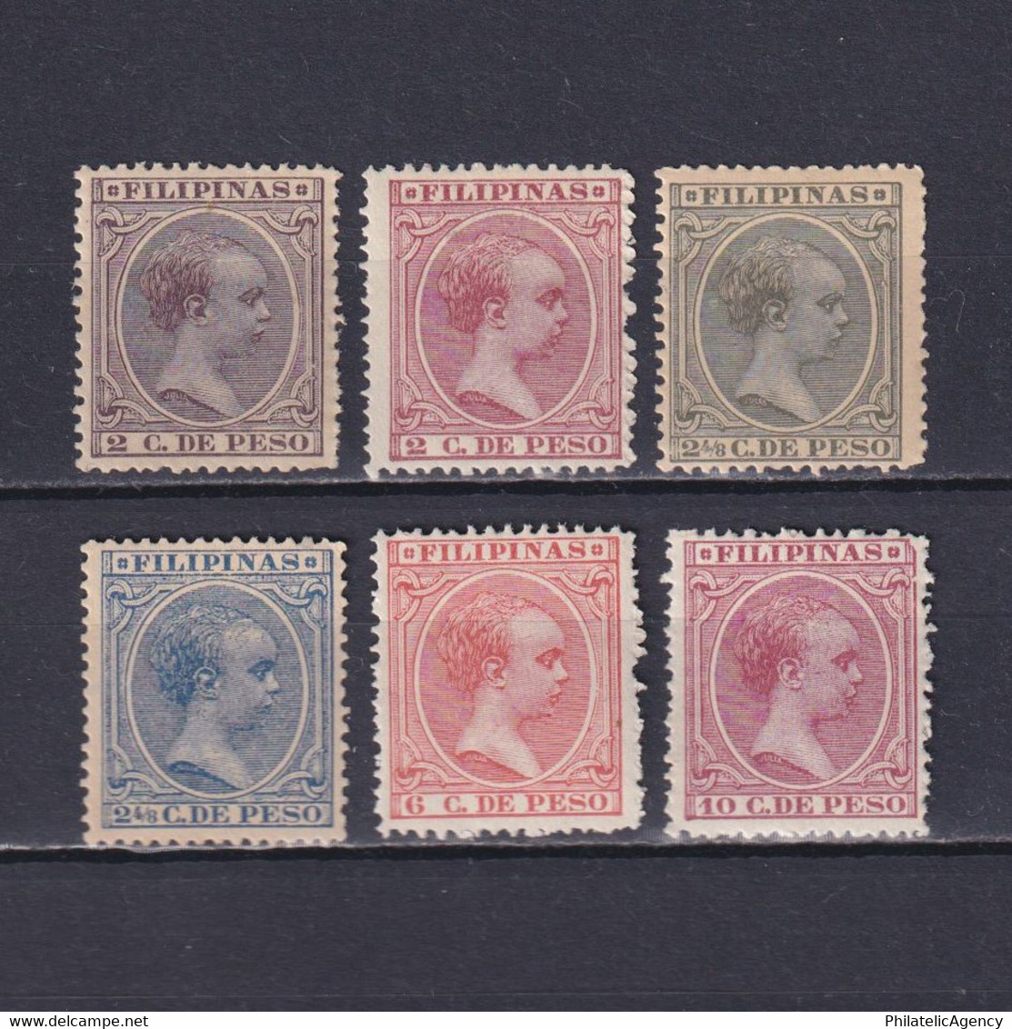 PHILIPPINES 1890, Sc# 140-165, Part Set, King Alfonso XIII, MH - Filippine