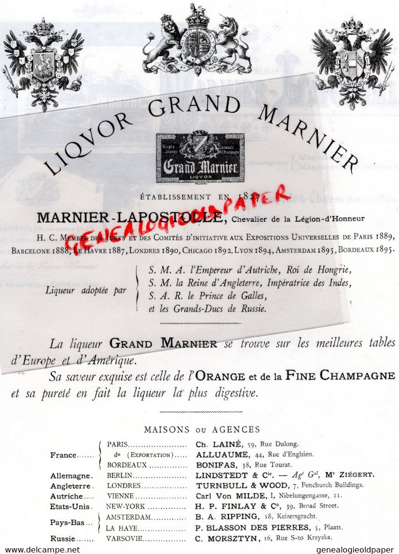 78- NEAUPHLE LE CHATEAU - RARE DOUBLE LETTRE MARNIER LAPOSTOLE-LIQUEUR 1898 - Food